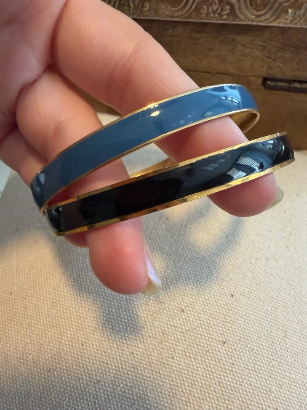 J.Crew Blue and Black Enamel Bangle Bracelet Set